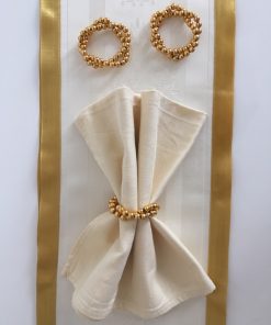 Prsten za salvete dvostruke zlatne perle.