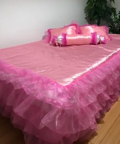 Prekrivač za krevet Snovi u ružičastom od satena  i organdina