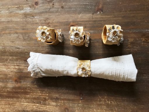 Decorative napkin rings with crystal flower