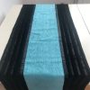 Alnada table runner Blue velvet with a black plush border