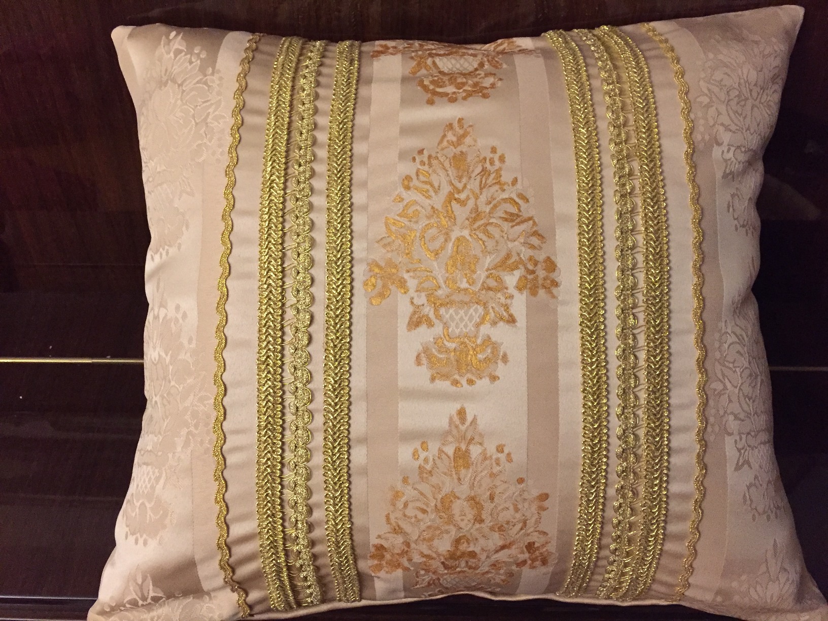 Alnada Decorative Pillow With Golden Ribbons Al Nada