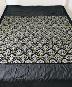 Prekrivači za krevet king size Crni pliš sa zlatnom šarom