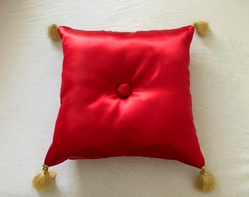 Alnada ceremonial red satin pillows