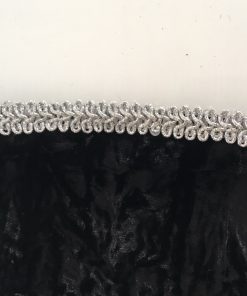 Alnada tablecloth black plush with silver braid