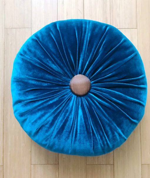 AlNada stilski dekorativni jastuci Plavi pliš okrugli naličje