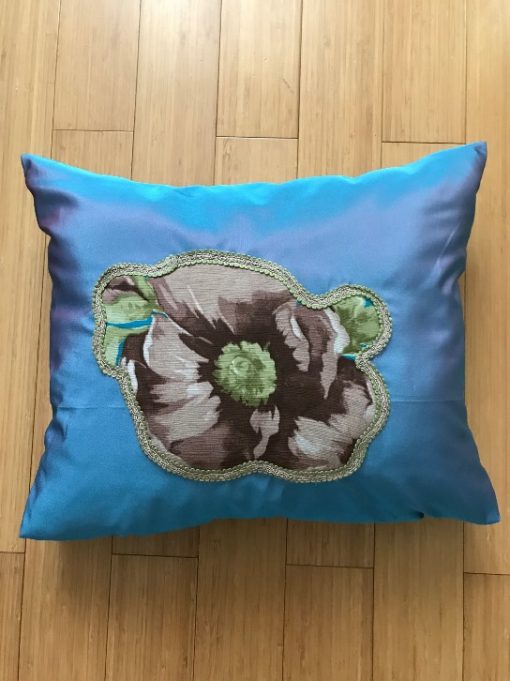 Alnada dekorativni jastuci Tirkizno plavi sa cvetnom aplikacijom