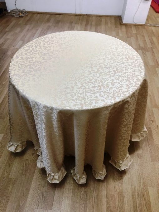 Alnada round damask tablecloth Golden Beige