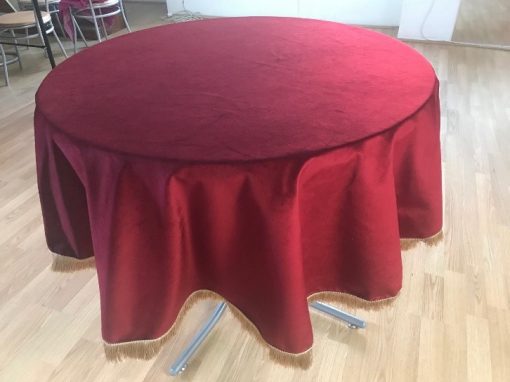 Round festive tablecloth Bordeaux plush
