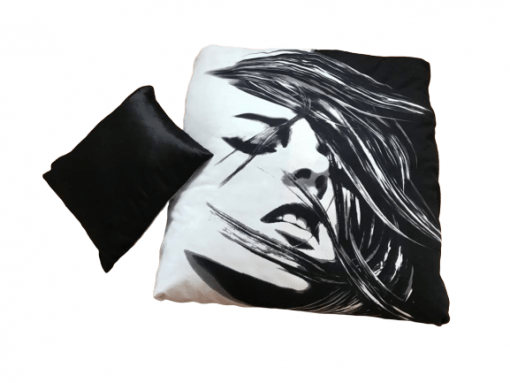 Modern decorative pillows Black and white portrait
