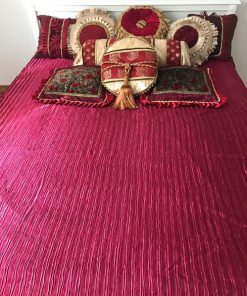 Bohemian cover for double bed Cardinal red satin