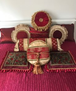 Bohemian cover for double bed Cardinal red satin