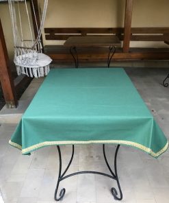 Cotton tablecloths Green with gold ribbon