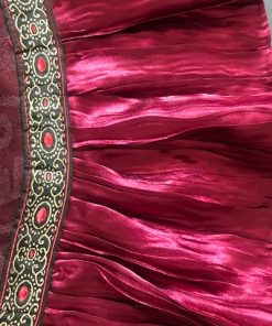 Stylish oval tablecloth burgundy red satin