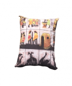Aleja dekorativni jastuk sa motivom afričkog sela na voštanom platnu