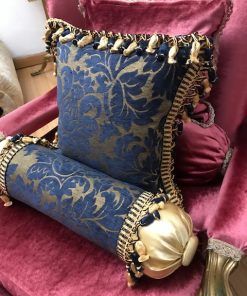 Barokni valjak jastuk teget zlatno