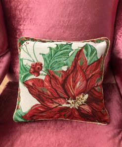 Goblen crveni cvet jastuk sa zlatnom gurtnom